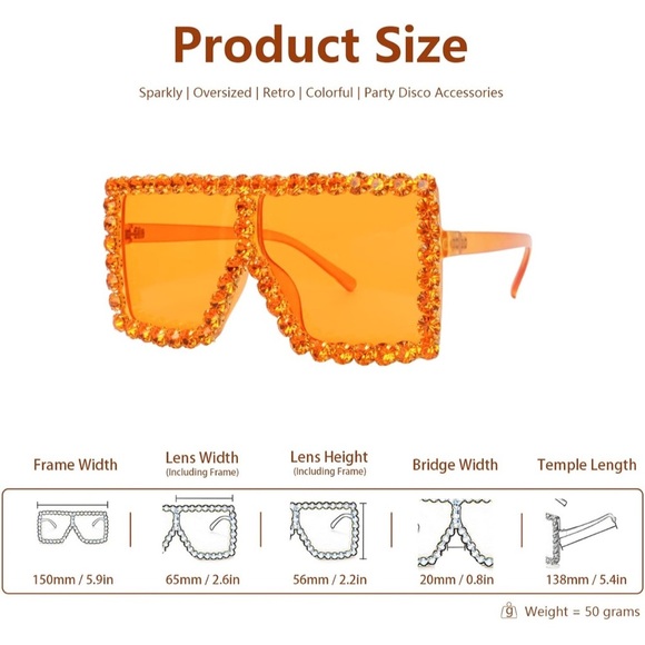 Oversized Orange Statement Glasses with Decorative Border
NWT’s - Picture 5 of 5
